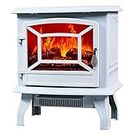 Electric fireplace heater with wood stove LED flame effect light Overheat protection 1400W Used in living room bedroom cafe white