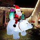 DR.DUDU 6 Ft Christmas Inflatable Santa Claus with Polar Bear and Christmas Tree, Build-in LED Lights Blow up Xmas Inflatables Decoration for Yard Garden Lawn Holiday Party