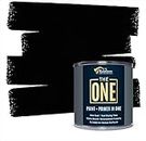 THE ONE Paint & Primer: Most Durable Furniture Paint, Cabinet Paint, Front Door, Walls, Bathroom, Kitchen, Tile Paint and More - Quick Drying Paint for Interior/Exterior (Black Matte Finish 1 Litre)