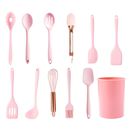 12Pcs Silicone Kitchen Appliances Pink Cooking Utensils  Cooking