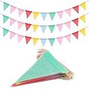 G2PLUS 60PCS Waterproof Burlap Bunting, 20M Pastel Outdoor Bunting Banner, Indoor & Outdoor Decor Garlands, Rainbow Colorful Bunting Flags for Garden Wedding Party Home Festival Decoration