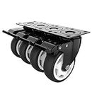4 inch Swivel Caster Wheels,Heavy Duty Plate Casters with Safety Brake Total Capacity 1200lbs (Pack of 4)