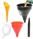 bylikeho 3Pcs Funnels for Automotive Use,Car Accessories Oil Funnel,Oil Funnels Set,Wide Mouth Fuel Funnels,Long Neck Oil Funnels,Flexible Right Angle Funnels for Water/Gasoline/Coolant/Engine Oil