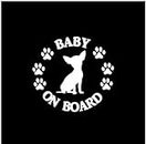 14Cmx13Cm Adesivi Per Auto Baby On Board Chihuahua Cane Adesivi Decorativi Per Auto In PVC Creativo Copertura Impermeabile Antigraffio Nero/Bianco, （2 Pezzi）