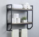 Bathroom Wall Mounted 2 Tier Metal Industrial Over The Toilet 23.6 Inch Shelves