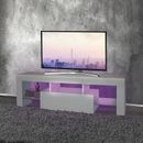 Mueble de TV con luz LED mesa soporte base blanco módulo 130x49x45cm ML-Design®