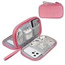 Simpolor Cable Organiser Bag, Double-Layer Electronics Accessories Bag Organiser for Cables, Universal Carry Travel Gadget Bag for Cables, Power Bank, USB Drive, Charger Hard Disk - Pink