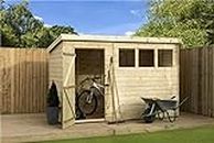 EMS Retail Empire 1500 Pent Garden Shed 9X7 SHIPLAP T&G PRESSURE TREATED WINDOWS