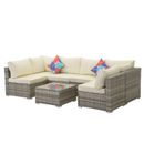 7 PCS Patio Furniture Set Wicker Outdoor Patio Furniture w/Coffee Table &Pillows