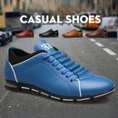 \ Men Fashion Solid Leather Business Sport Flat shoes sneakers