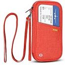 RFID Family Passport Wallet Holder Waterproof, Travel Document Organizer Credit Card Clutch Bag for Men Women, RFID Orange, L, Stylish