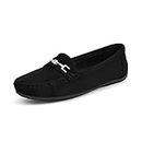DREAM PAIRS Loafers for Women Ladies Moccasins Slip-on Comfy Walking School Shoes Flats Nurse Driving Shoes,SDLS2205W-NEW-E,Black-Suede,5 UK/38 (EUR)