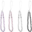 Yeesabella 4 PCS Cell Phone Lanyards, Crystal Beads Phone Charms Bling Phone Straps Telephone Keychain for Girls Women