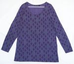 Gudrun Sjoden Purple Floral Print Long Sleeve Modal Tunic Size XL