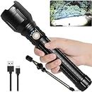 LBE Rechargeable Brightest LED Flashlight, 900000 High Lumens Super Bright Powerful Flashlight with 3 Modes, IPX7 Waterproof Handheld Large Flash Light for Emergencies Camping