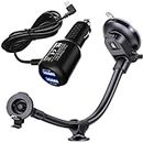 GPS Vehicle Mount with Car Charger for Garmin Nuvi,Automobile Windshield Dashboard Cradle with Dual USB Power Cable for Garmin Nuvi 2577LT 42LM 44 52LM 54 55LMT 56 GPS (Left Port Charger kit)