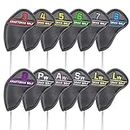 Craftsman Golf Left Handed 12pcs Black Synthetic Leather Golf Iron Head Covers Set Headcover with Colorful Number Embroideried,Easily get The Needed Iron for Titleist Callaway Ping Taylormade Cobra