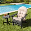 Durable Patio Adirondack Chair Cushion with Fixing Straps and Seat Pad-Beige