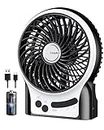 EasyAcc Battery Fan, Rechargeable Fan Portable Handheld Personal Mini USB fan Battery,3 Speeds Internal and Side Light,Cooling for Traveling,Fishing,Camping - Black