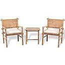 Atlojoys Mobili da Patio Terrasse - Set di 3 pezzi con cuscini in bambù con cuscini mobili da giardino