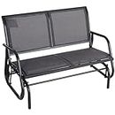 Outsunny 2-Person Outdoor Glider Bench, Patio Double Swing Rocking Chair Loveseat w/Powder Coated Steel Frame for Backyard Garden Porch, Gray