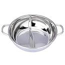 ASADFDAA Ollas 28cm Soup Pot Stainless Steel Division Hot Pot Dual Sided Yuanyang Pan Home Restaurants Kitchen Cookware