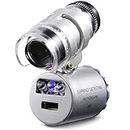 Lupa para joyería, Mini 60X Microscopio de bolsillo Lupa para lupa Cristal Lupa LED Luz UV A Pilas Monóculo