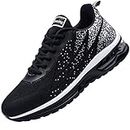 JARLIF Men's Air Running Tennis Shoes Fashion Sneakers Comfortable Walking Sports Gym Non Slip Shoes (Size 9.5, Black)