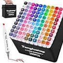 Tongfushop 100+2 Alcohol Markers Set, Dual Tip Blender Art Markers for Adult Kids, Alcohol Based Artist Markers Pens with Portable Case for Drawing, Coloring, Painting, Sketching