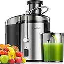 Juicer Machine, 500W Juicer with 3” Wide Mouth for Whole Fruits and Veg, Centrifugal Juice Extractor with 3-Speed Setting, Easy to Clean, Stainless Steel, BPA Free (Black)