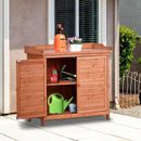 Red Barrel Studio® Outdoor 39" Potting Bench Table, Garden Workstation Storage Cabinet Garden Shed w/ 2-Tier Shelves, Orange in Brown | Wayfair