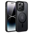JETech Coque Magnétique pour iPhone 14 Pro 6,1 Pouces Compatible avec MagSafe, Etui Translucide Mat Arrière Housse Fine Antichoc (Noir)