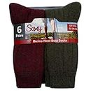 6 Pairs Mens Merino Wool Soft Warm Socks - Wool Blend Boot Hiking Walking Socks - UK 6-11/EU 39-45