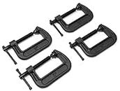 WEN CLC212 Heavy-Duty Cast Iron C-Clamps with 2-Inch Jaw Opening and 1.2-Inch Throat, 4 Pack