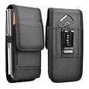Njjex Phone Holster For Galaxy S10E S10 Plus S9 S8 Note 10+ 9 8 A10e A20 A50 LG Stylo 5 4 3 Aristo 4 3 2 G8X, Nylon Metal Belt Clip Pouch RFID Wallet Card Slots Holder (Fits Otterbox Defender Case on)