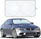 EcoNour Car Windshield Sun Shade with Storage Pouch | Front Window Sun Protector for UV Rays & Sun Heat | Car Interior Accessories Fits Small Sedans, Mini SUVs and Hatchbacks | Standard (64x32 inches)