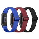 3 Pack Bands Compatible with Fitbit Charge 4 / Charge 3 / Charge 3 SE Bands, Stretchy Nylon Solo Loop Sport Replacement Wristbands Straps for Women Men