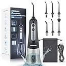 INSMART Water Flosser Cordless Dental Pick for Teeth Clean, Professional Oral Irrigator DIY 4 Modes IPX7 Waterproof 300ML Tank USB Rechargeable, Irrigate Jet for Plaque Removal Oral Gums Care(black)