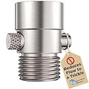 ALL METAL Shower Head Shut Off Valve - Brushed Nickel - Brass Shower Head Valve Reduces Flow To A Trickle - Universal Shower Shut Off Valve for All Shower Heads - Plumbing Code Compliant