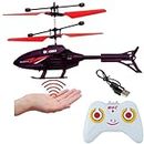 KINGZOMY Flying Helicopter with Hand Induction and Remote Control | Electronic Radio RC Remote Control Toy | Charging Helicopter with Safety Sensor for Kids (Black Red)