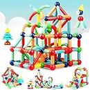 RAINBOW RIDERS 64 Pcs Magnetic Building Blocks Educational STEM Learning Toy for Kids 3+, Boys & Girls. Multicolor Magnet Stick with Balls Game Set (64 Pcs)