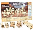 BOHS 34 Stück Puppenhausmöbel Bastelset - Holz 3D Puzzle - Miniaturmodelle Puppenhaus Zubehör - ab 6 Jahren