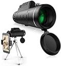 Monocular Telescope, 40x60 Monocular Telescope, h Power HD Monocular with Smartphone Holder and Tripod for Watching Bird Hiking Hunting Camping -