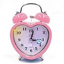 Monique Desk & Shelf Nightlight Alarm Clock Home Travel Twin Bell Silent Quartz Alarm Clock Heart Pink