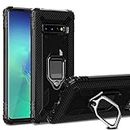 Cavor for Samsung Galaxy S10 Plus Case,360°Rotation Ring Holder Kickstand [Work with Magnetic Car Mount] Shockproof Scratch-Resistant Protective Cover (6.4")-Black