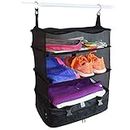 Ekrfxh Housewares - Organizer portatile per valigie, grande, pieghevole, da appendere, per armadio, camera da letto, colore: nero
