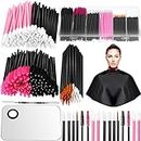 260 Pieces Disposable Makeup Tools Kit, Includes Eyeliner Brushes Mascara Wands Lipstick Applicators Makeup Hair Clips Plastic Box Short Waterproof Cape Stainless Steel Makeup Palette and Spatula
