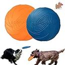 Dog Frisbee, Dog Disc, 2 pièces de jouet pour chien Frisbee, Rubber Frisbee, utilisé pour la terre et l'eau, les sports de plein air, les jardins, les parcs et les jouets pour enfants (bleu + orange)