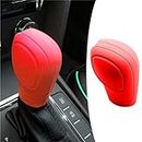 GKmow 2 PCS Car Shift Cover, Environmentally Friendly Silicone Open Anti-Slip Automatic Knob Gear Lever Protective Cover, Universal Decorative Accessories, Suitable for Most Car (Red)