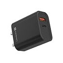 Portronics Adapto 45 20W Mach USB&Type-C Dual Output Super Fast Charger,Wall Adapter Power Delivery 3.0 Fast Charging&USB A Adaptor for iPhone,Android &Other Type C Enabled Devices.(Black),Pack of 1